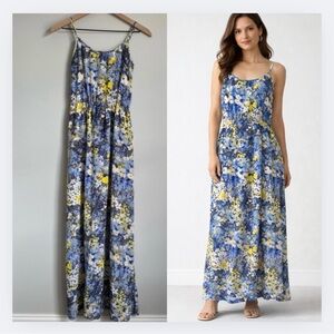 Banana Republic Maxi Dress Size XS Silk Ditsy Floral Vacation Summer Casual Y2K